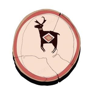 Native American pottery with moose logo listed in symbols and history decals.