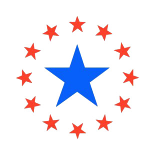United States blue star with red stars circle listed in symbols and history decals.