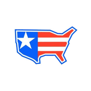 United States map flag listed in symbols and history decals.