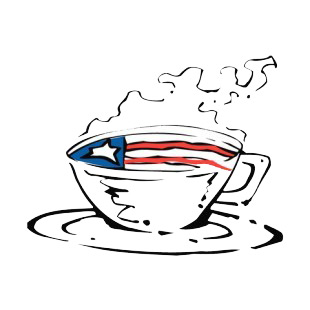 United States patriotic coffee listed in symbols and history decals.