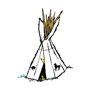 Native American teepee with horse symbols listed in symbols and history decals.