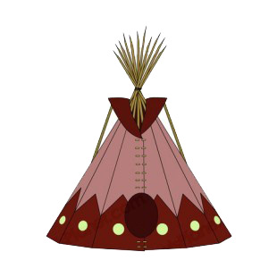 Native American purple with white dots teepee listed in symbols and history decals.