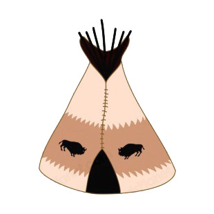 Native American teepee with buffalo symbols listed in symbols and history decals.