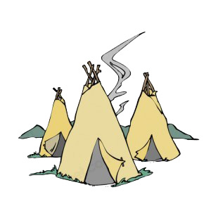 Native American teepees listed in symbols and history decals.