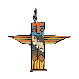 Native American totem pole with feather listed in symbols and history decals.