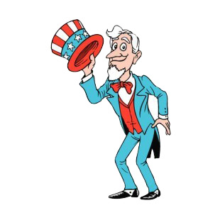 United States Uncle Sam holding hat listed in symbols and history decals.