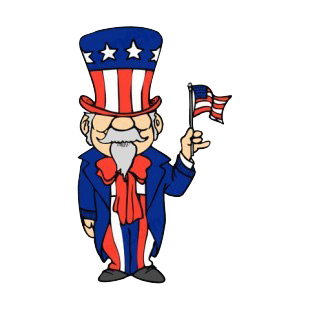 United States Uncle Sam holding flag listed in symbols and history decals.
