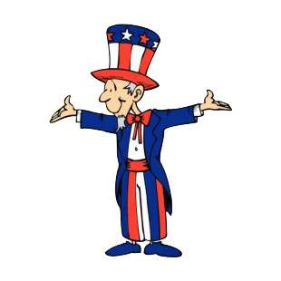 United States Uncle Sam with arms open listed in symbols and history decals.