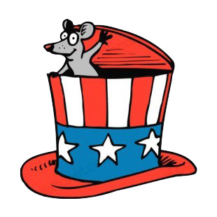 United States Uncle Sam hat with mouse coming out listed in symbols and history decals.