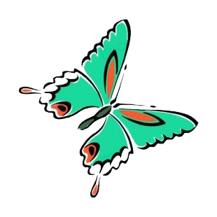 Green and red butterfly listed in more animals decals.