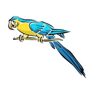 Blue and yellow perrot on a branch  listed in more animals decals.