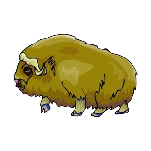 Brown muskox walking listed in more animals decals.