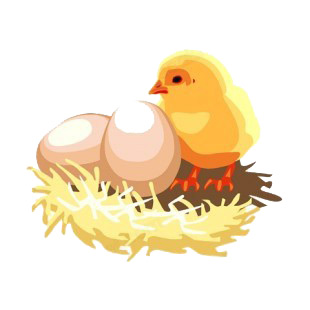 Chick with eggs on a nest listed in more animals decals.