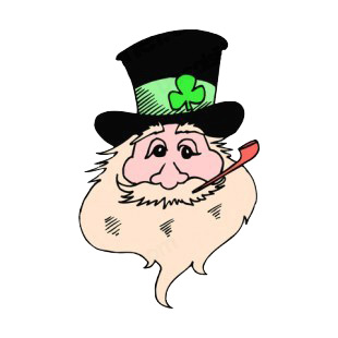 Leprechaun with blond beard and pipe listed in saint patrick's day decals.
