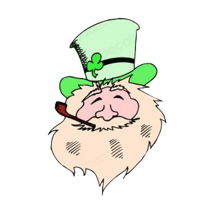 Leprechaun with blond bear and pipe listed in saint patrick's day decals.