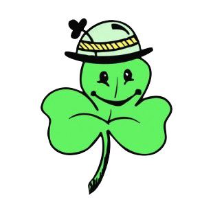 Shamrock with hat smiling  listed in saint patrick's day decals.