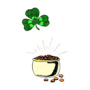 Pot of gold with shamrock  listed in saint patrick's day decals.