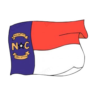 North Carolina state flag waving listed in states decals.