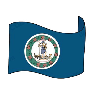 Virginia state flag waving listed in states decals.