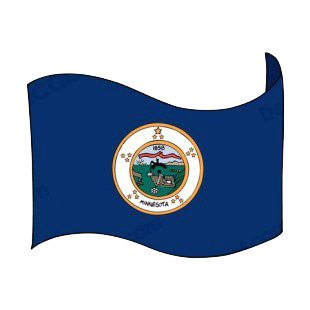 Minnesota state flag waving listed in states decals.