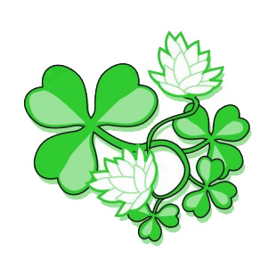 Shamrocks and white flower listed in saint patrick's day decals.