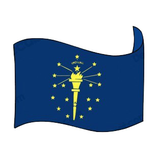 Indiana state flag waving listed in states decals.