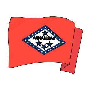 Arkansas state flag waving listed in states decals.