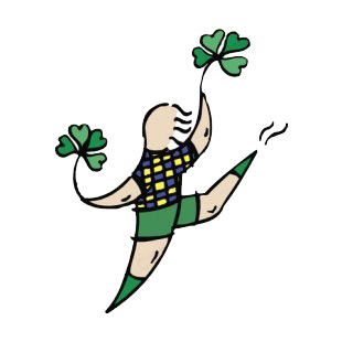 Man with shamrocks drawing listed in saint patrick's day decals.