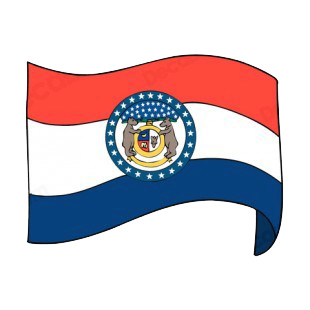 Missouri state flag waving listed in states decals.