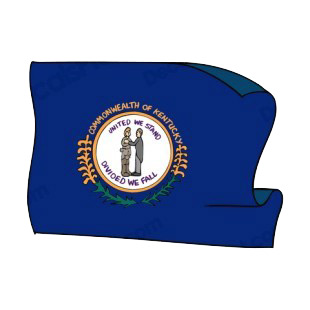 Kentucky state flag waving listed in states decals.