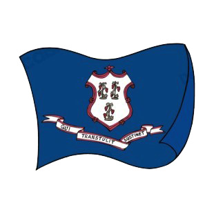 Connecticut state flag waving listed in states decals.