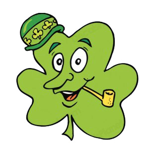 Shamrock with derby hat and pipe listed in saint patrick's day decals.