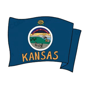 Kansas state flag waving listed in states decals.