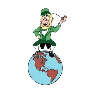 Leprechaun on world listed in saint patrick's day decals.