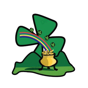 Pot of gold with rainbow and shamrock listed in saint patrick's day decals.