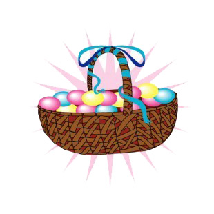Easter basket with multi colored eggs listed in easter decals.