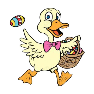 Duck with easter egg basket listed in easter decals.