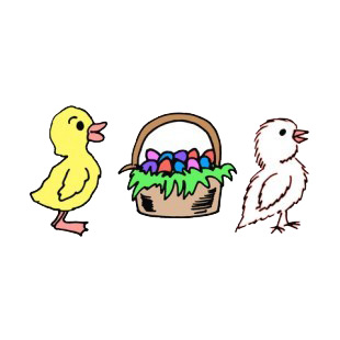 Yellow and white chicks with easter egg basket listed in easter decals.
