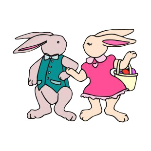 Mr and Mrs bunny with egg basket listed in easter decals.