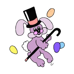 Purple bunny with hat and cane dancing  listed in easter decals.