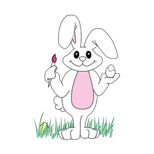 White bunny with paint brush listed in easter decals.