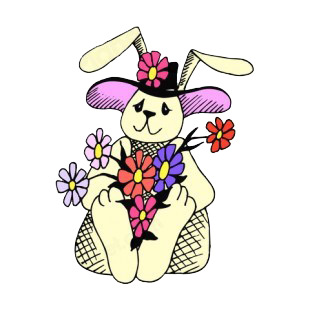 Bunny with hat and flowers listed in easter decals.