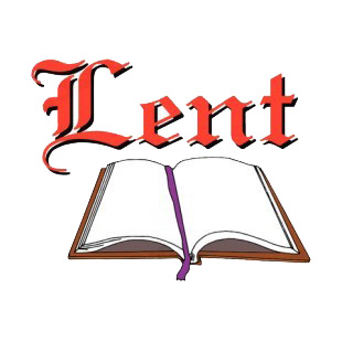 Lent writing  with book logo listed in easter decals.