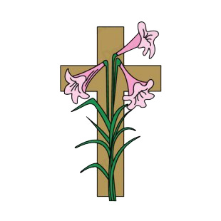 Crucifix and pink lilies listed in easter decals.
