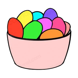 Multi colors easter eggs in pink basket listed in easter decals.