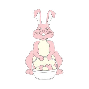 Pink bunny with pink and white easter egg basket listed in easter decals.