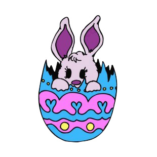Purple bunny in blue and purple easter egg listed in easter decals.