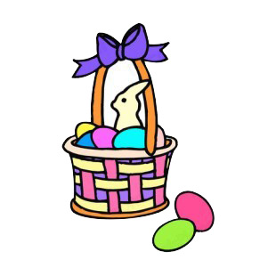 Easter egg basket with multi colors eggs listed in easter decals.