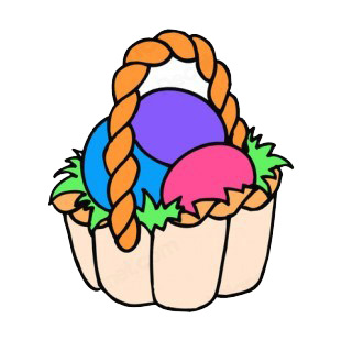 Easter egg basket with multi colors eggs listed in easter decals.