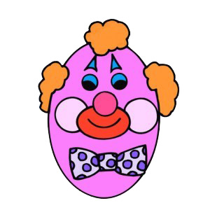 Egg decorated as clown face  listed in easter decals.